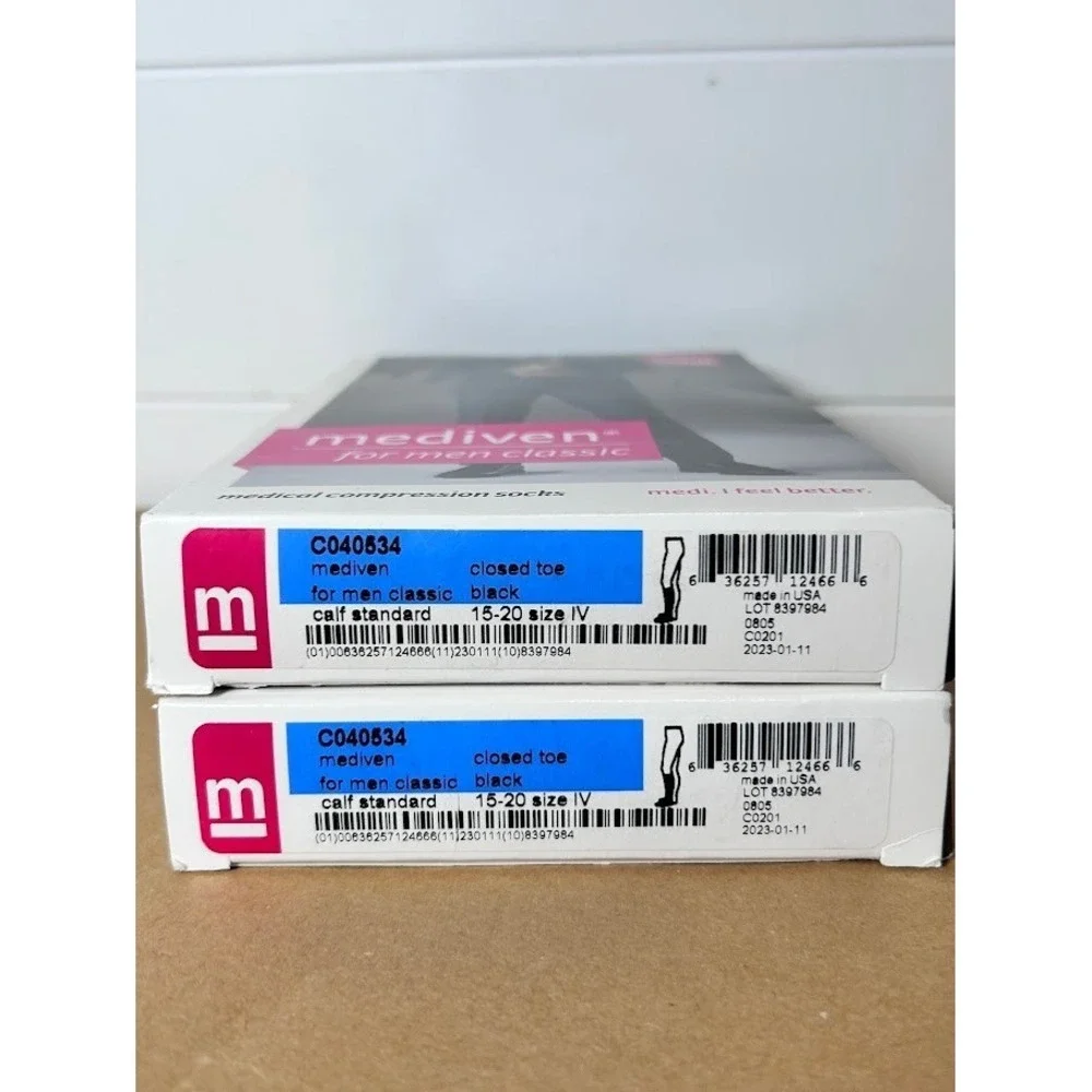 2- Mediven Men Classic 15-20 mmHg‎ Calf Compression Stockings Closed Toe Size IV